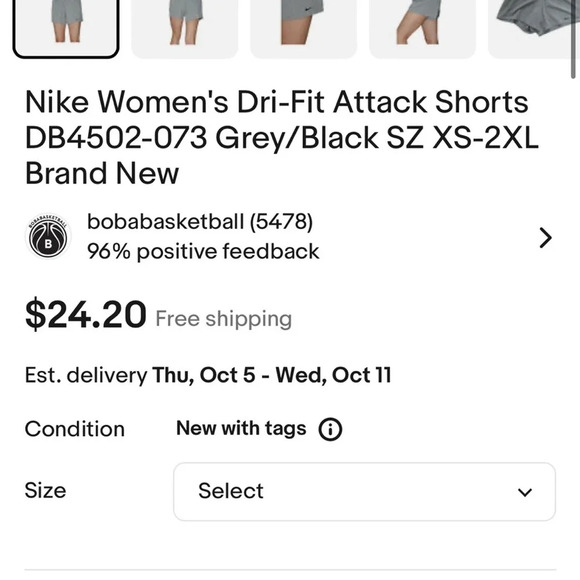 Nike Women’s Dri-Fit Attack Shorts Size XS / Style DB4502-073 in Gray - Picture 8 of 8